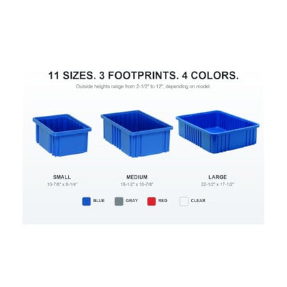 Quantum Storage DG92035 Dividable Grid Heavy Duty Part Organizer Bins - 16-1/2" x 10-7/8" x 3-1/2" - 12 Pack - color: Gray