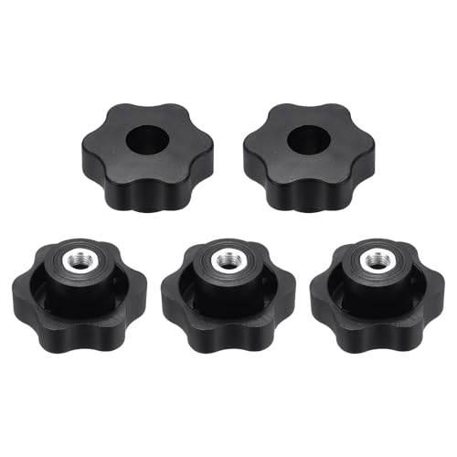 HARFINGTON 5pcs Star Knobs M8 Female Thread 48mm Head Iron Insert Black - color: Black, size: M8 x 48mm