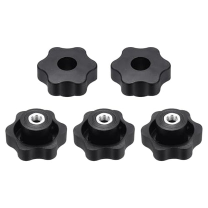 HARFINGTON 5pcs Star Knobs M8 Female Thread 48mm Head Iron Insert Black - color: Black, size: M8 x 48mm