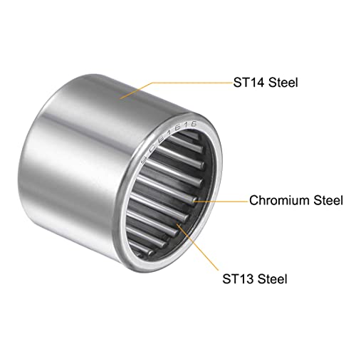 uxcell SCE1616 Needle Roller Bearings, Drawn Cup Open End, 1-inch Bore 1-1/4-inch OD 1-inch Width 24800N Static Load 45500N Dynamic Load 5pcs - size: 1x1-1/4x1"