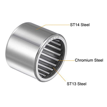 uxcell SCE1616 Needle Roller Bearings, Drawn Cup Open End, 1-inch Bore 1-1/4-inch OD 1-inch Width 24800N Static Load 45500N Dynamic Load 5pcs - size: 1x1-1/4x1"