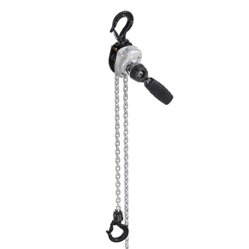 VEVOR Manual Lever Chain Hoist, 1/2T 1100LBS Capacity Heavy Duty Come Along, 5FT Lift G80 Alloy Steel Chain with Dual Pawl Mechanical Brake,360°Rotating Hooks, for Warehouse Construction Garage