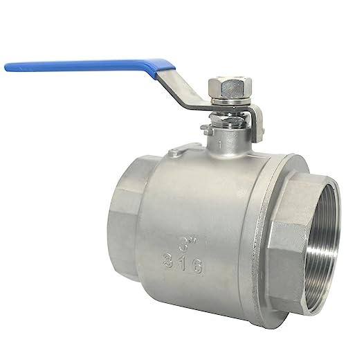 DAN SPEED 3" NPT Female 316 Stainless Steel Full Port Ball Valve Vinyl Handle WOG1000 (3 inch) - size: 3 inch 1 piece