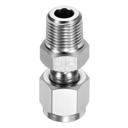 1/8"OD Compression x 1/8" NPT Male Union Coupling Connector - size: 1/8"OD Compressionx1/8" MNPT