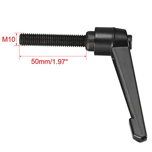 uxcell M10 x 50mm Handle Adjustable Clamping Lever Thread Push Button Ratchet Male Threaded Stud Knobs Locking Rotating Screw Handles Quick Release Bolt Black 3pcs - size: M10x50mm