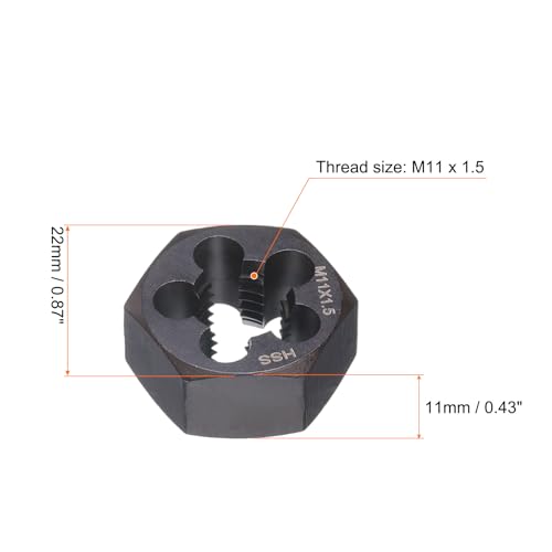 HARFINGTON Hex Threading Die M11 x 1.5 Metric Thread Right Hand High Speed Steel Rethreading Fixed Die Screw Cutting Tapping Repair Tool - size: M11 x 1.5