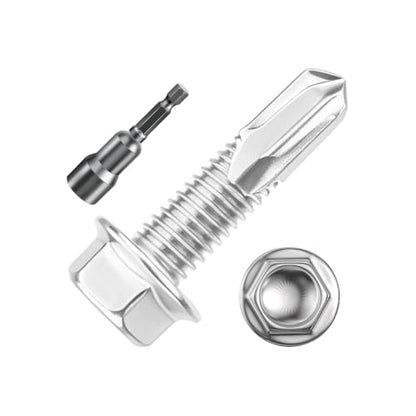 Wensilon 2lbs 5/16×1-1/4" Stainless Steel Self Drilling Screws, 60 PCS - color: Silver, size: 5/16×1-1/4"