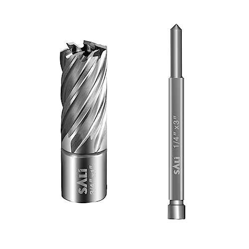 SALI Annular Cutter Diameter 3/4 Inch with Weldon Shank 3/4"(with 2 Flats) Cutting Depth 1" Mag Drill Bit for Magnetic Drill Press HSS Fully Ground Drill with One 1/4"*3" Pilot Pin - size: 3/4"*1"