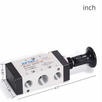 Push-Pull Valve AirTAC 4L210-08 1/4" NPT 5/2 Way Hand Lever 2 Position 5 Way Pneumatic Air Manual Control Direct Acting Type 0-145 PSI - size: 1/4 NPT, style: 5/2 way