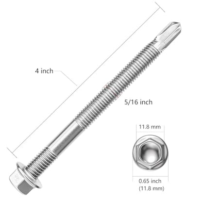 Wensilon 2lbs 5/16×4" Stainless Steel Self Drilling Screws, 25 PCS - color: Silver, size: 5/16×4"