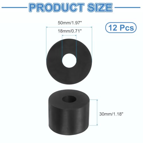 uxcell 12Pcs Rubber Vibration Isolation Washers 50mm OD x 18mm ID x 30mm T - size: 50mm OD x 18mm ID x 30mm Thick