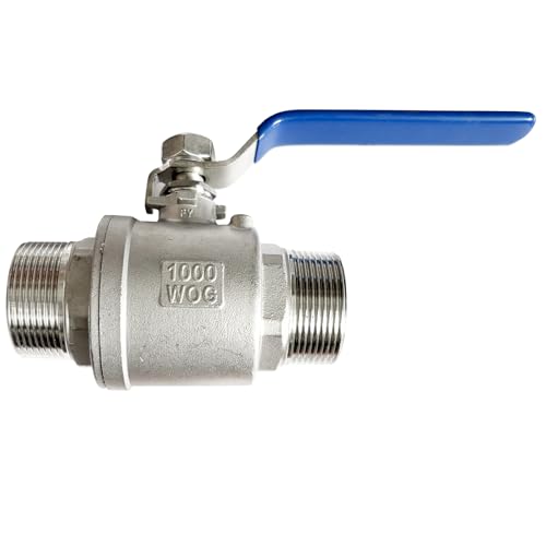 1-1/2 inch Male to Male Thread Ball Valve 304 Stainless Steel Full Port NPT Thread Ball Valves WOG1000 - size: 1-1/2 inch