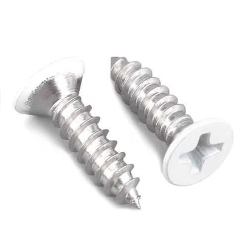 White Head Screws,100 PCS #4X1/2 Stainless Steel Phillips Flat Head Screws - color: White, size: #4x1/2"
