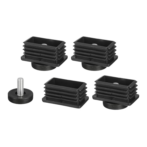 uxcell 4 Pcs Leveling Feet, 30x50mm Plastic Adjustable Furniture Leg Leveling Rectangle Tube Insert Screw-in Glide Levelers Fit Hole 30mm for Table Chair Furniture, Black - size: 30x50mm