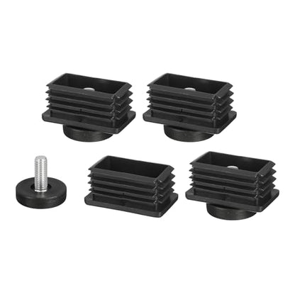 uxcell 4 Pcs Leveling Feet, 30x50mm Plastic Adjustable Furniture Leg Leveling Rectangle Tube Insert Screw-in Glide Levelers Fit Hole 30mm for Table Chair Furniture, Black - size: 30x50mm