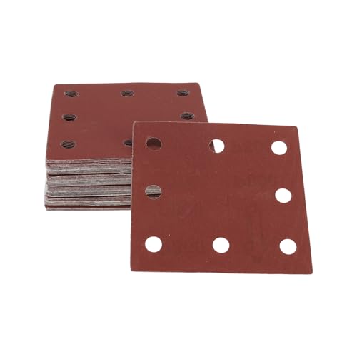 50 Pcs Rectangle Sandpaper 8 Hole 800 Grit Hook and Loop Sanding Sheets Universal for Automotive Refinishing Woodworking 115x110mm Aluminum Oxide Red - size: 800 Grit
