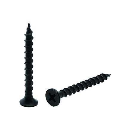 #6 x 1-3/8" Wood Screw 100PCS Black Phosphate Coated Stainless Flat Truss Head Fast Self Tapping Drywall Screws by SG TZH - size: #6 x 1-3/8"