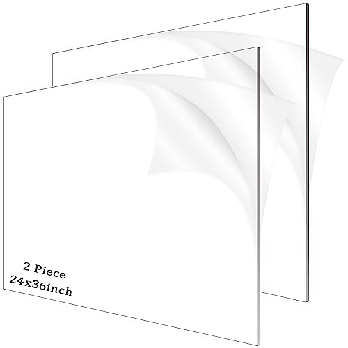 2 Pieces 1/8" Thick (3mm) Acrylic Sheets, Plexiglass Sheets, Clear Cast Plexiglass 24”x 36” with Protective Paper for Signs DIY Display Projects,Craft,Photo Frames - size: 2 piece 24'' * 36'' 3mm