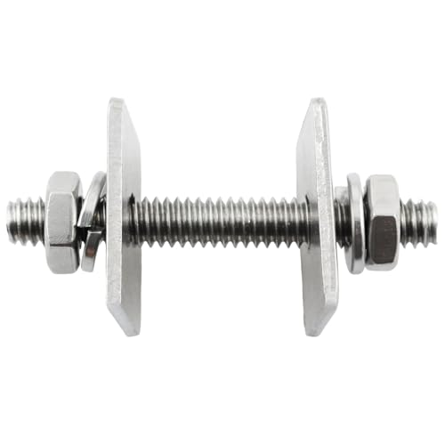 TAODAN 4Sets Square Gasket Bolt Sleeve 304 Stainless Steel Fully Threaded Rod 1/4x2 Inch with Nuts for Structural Anchoring and Fastening Screws