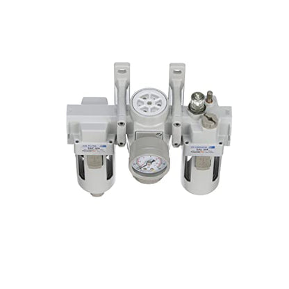 PneumaticPlus SAU300-N03G Compressed Air Filter Regulator Lubricator Combo 3/8" NPT - Poly Bowl, Manual Drain, Bracket, Gauge - style: Poly Bowl - Manual Drain