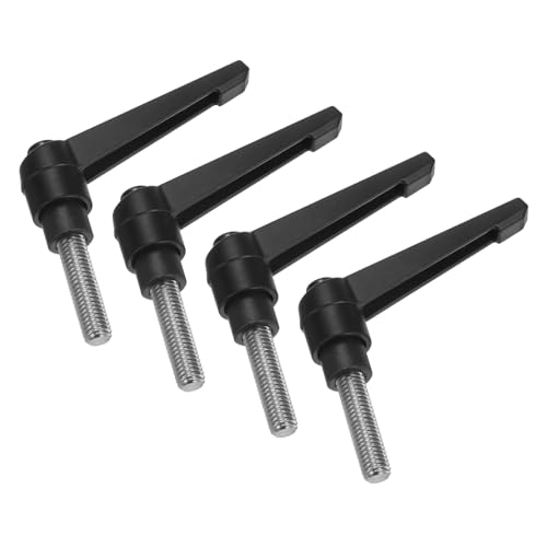 uxcell 4pcs Clamping Lever Handles, M8 x 25mm 304 Stainless Steel Threaded Male Stud, Adjustable Handles Locking Quick Release Ratchet Push Button Bolt Knobs, Black - size: M8 x 25mm
