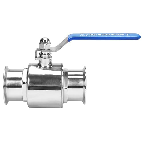 DERNORD 3 inch Tri-Clamp Clover Ball Valve Stainless Steel 304,PTFE Lined. (3 inch Tube OD) - size: 3 inch Tube OD