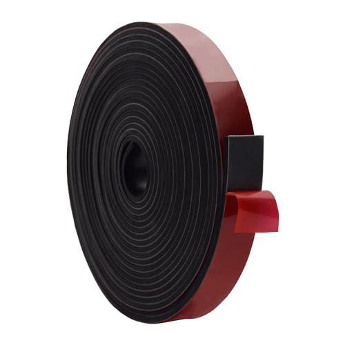 DEVNOL Self-Adhesive Neoprene Rubber Strips 1/8" Thick x 1” Wide x 23' Long, Sealing, Cushioning, Weather Stripping, Gaskets, and DIY Projects, Weatherproof - color: red adhesive backing, size: 1/8" 2" x 23'
