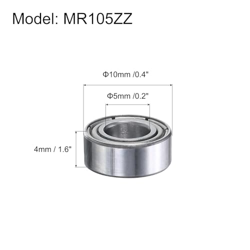 uxcell MR105ZZ Deep-Groove Ball Bearings for Rollers, 5mm x 10mm x 4mm Seal Bearings with Fiber Gloves, Double Metal Sealed Bearing Steel Skateboard Bearings 10Pcs - size: MR105ZZ