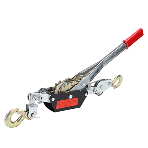 Hand Winch, 2T Wire Rope Power Puller Tighten Tool Mini Tightener with Double Hook Lifting Tool for Construction, Highway, Bridge