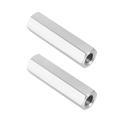 PATIKIL M8x1 Pitch 304 Stainless Steel Hex Coupling Nuts, 2 Pcs 50mm / 1.97" Length Fully Threaded Rod Coupling Nut Studding Connector Fasteners, Silver Tone - size: M8-1 x 50mm