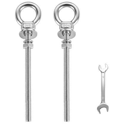 2 Pack M8 Heavy Duty Eye Bolts, 304 Stainless Steel Eye Bolts with Nuts M8x102mm (5/16"x4"), Eye Bolts Heavy Duty for Wood Mounting Indoor Outdoor Hanging - size: M8x102mm(5/16"x4")