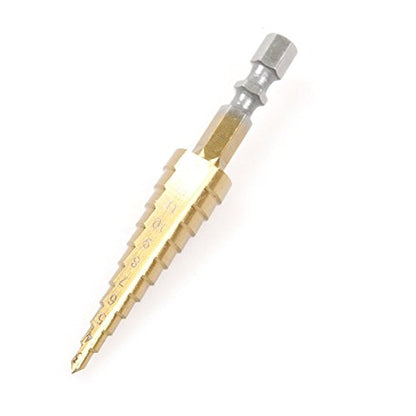 3 Pcs Hex Shank HSS Titanium Coated Step Drill Bits Set for DIY Woodworking Tool,4-/12/20/32mm - style: Hex Shank