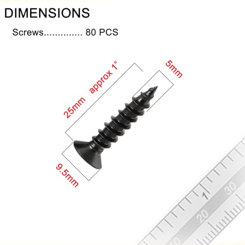 Wood Screws, Flat Head Phillips Self Tapping Screw, #10 x 1 Inch, 80 Pcs - size: #10 x 1"