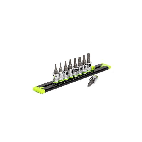 GRIPEDGE Tools | 9PC RPT Star Driver Set | Sizes T6 - T40 | 1/4'' Drive | Made With S2 Steel | Includes Premium Aluminum Socket Rail |