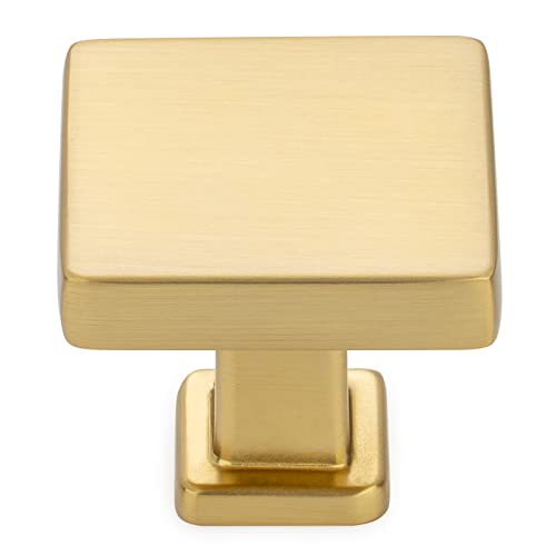 KOOFIZO 10 Pack Brushed Gold Cabinet Knobs, Square Single Hole Pulls K08 - color: Brushed Gold, size: Knob 1 - 10Pcs, style: Modern