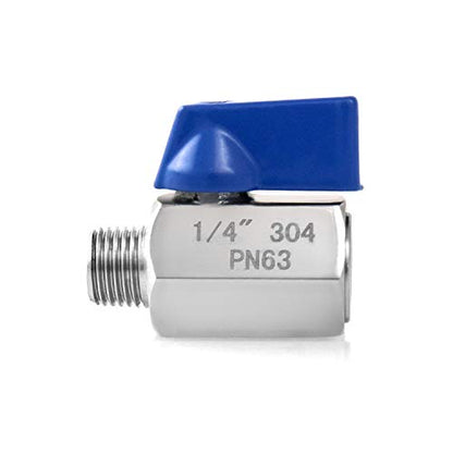 QWORK Mini Ball Valve, 2 Pack 1/4" NPT Thread Female and Male 304 Stainless Steel Shut-Off Valves - color: 2 pack, size: 1/4" Female&Male