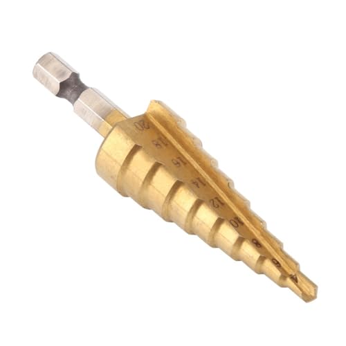 HSS 4241 Titanium Coated Step Drill Bit, 1/4 Inch Hex Shank Hole Cutter, 4-22mm/4-20mm for Thin Metal, Aluminum, PVC, Wood(4-20Bit) - size: 4-20Bit