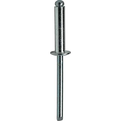 Fastenere Pop Rivets 1/8" x 1/2" (100 pcs) Aluminum Body Steel Mandrel, Heavy Duty, Open End, Low Carbon Steel, Dome Head Blind Rivets, Corrosion Resistant & High Shear Strength, 4-8 Gap .376" - .500" - size: 1/8" x 1/2" (4-8) (100 Pack)