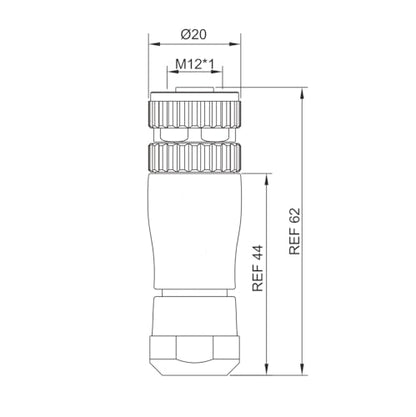 2PCS M12 4 Pin Female Connector A Code Straight Socket Panel Aviation Wire Field Wireable Connector 12mm Industrial Circular Connector,Outdoor Waterproof IP67 for 22AWG 0.34mm² Cable