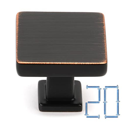 KOOFIZO 20 Pack Oil Rubbed Bronze Cabinet Knobs Square Single Hole Pull K08 - color: Oil Rubbed Bronze, size: Knob 1 - 20Pcs, style: Modern