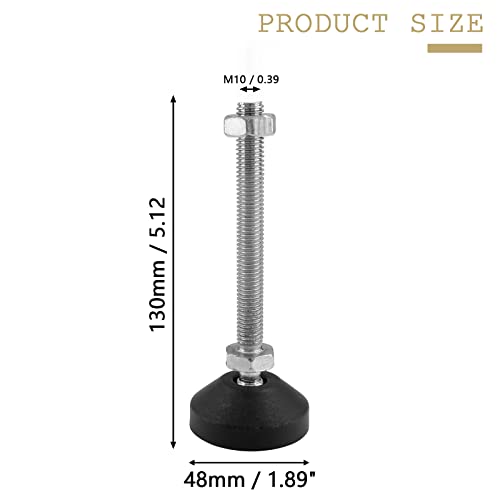 Bonsicoky 4 Pcs M10 Metal Adjustable Leveling Feet, Black, 5.1" x 1.9" - size: M10,5.1" Height