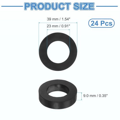 uxcell 24Pcs Rubber Vibration Isolation Washers 39mm OD x 23mm ID x 9mm Thk - size: 39mm OD x 23mm ID x 9mm Thick
