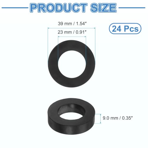 uxcell 24Pcs Rubber Vibration Isolation Washers 39mm OD x 23mm ID x 9mm Thk - size: 39mm OD x 23mm ID x 9mm Thick