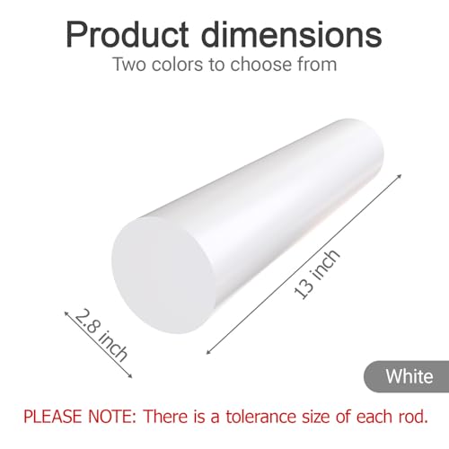 Defendifend Round Acetal Copolymer Rods 13-Inch Length Black Acetal Copolymer Rod Rigid Wear-Resistant Machinable Long Acetal Rods (POM rods) (1, White, 2.8 X 13 inch) - color: White, size: 2.8 X 13 inch