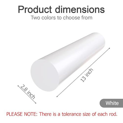 Defendifend Round Acetal Copolymer Rods 13-Inch Length Black Acetal Copolymer Rod Rigid Wear-Resistant Machinable Long Acetal Rods (POM rods) (1, White, 2.8 X 13 inch) - color: White, size: 2.8 X 13 inch