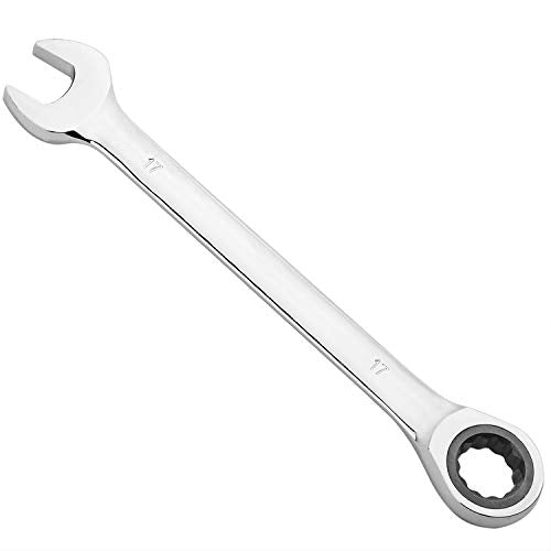 KINJOEK 17mm Ratchet Wrench, 12PT Metric Ratcheting Wrench with 5° Movement and 72 Teeth for Tight Space Projects - size: 17mm