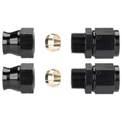 8AN Female Flare to 5/16" Hardline Compression Fitting Adapter Straight Aluminum Black 2PCS - color: Black - 2PCS, size: 8AN to 5/16"