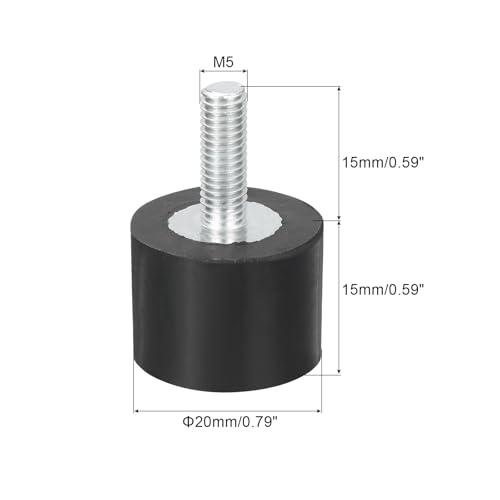 uxcell M5 Thread Rubber Mounts, Vibration Isolators, Cylindrical Shock Absorber with Studs 20 x 15mm 8pcs - size: M5x20x15mm