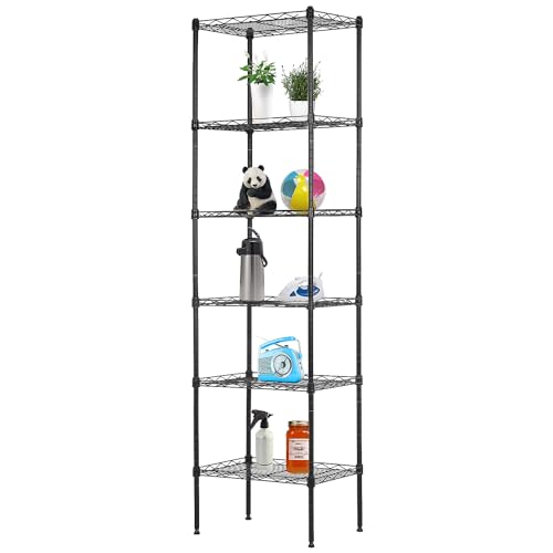PayLessHere | 6-Tier Wire Shelf | 17"x12"x64" | Black - color: Black, size: 17"D x 12"W x 64"H