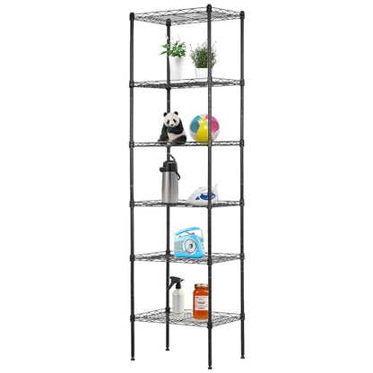 PayLessHere | 6-Tier Wire Shelf | 17"x12"x64" | Black - color: Black, size: 17"D x 12"W x 64"H